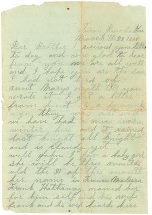 [Letter to Johnson Moorhead from his sister Emma of Turon City, KS]