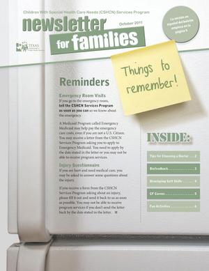 Primary view of object titled 'Children With Special Health Care Needs: Newsletter for Families, October 2011'.