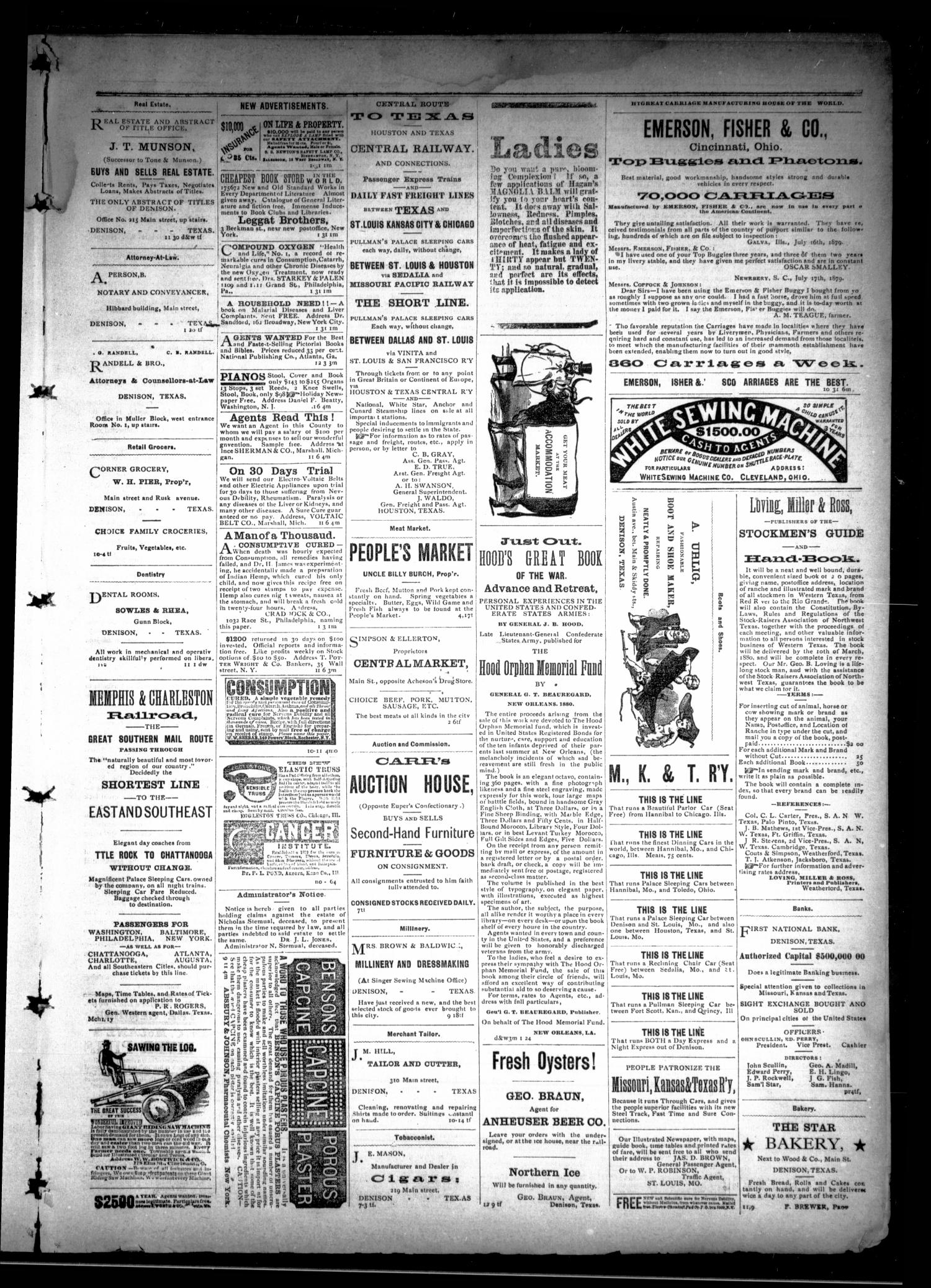 Denison Daily News. (Denison, Tex.), Vol. 7, No. 308, Ed. 1 Thursday, February 19, 1880
                                                
                                                    [Sequence #]: 3 of 4
                                                