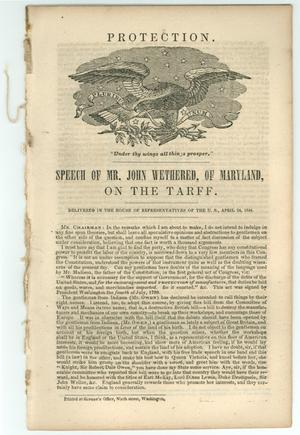 "Speech of Mr. John Wethered, of Maryland, on the Tariff"