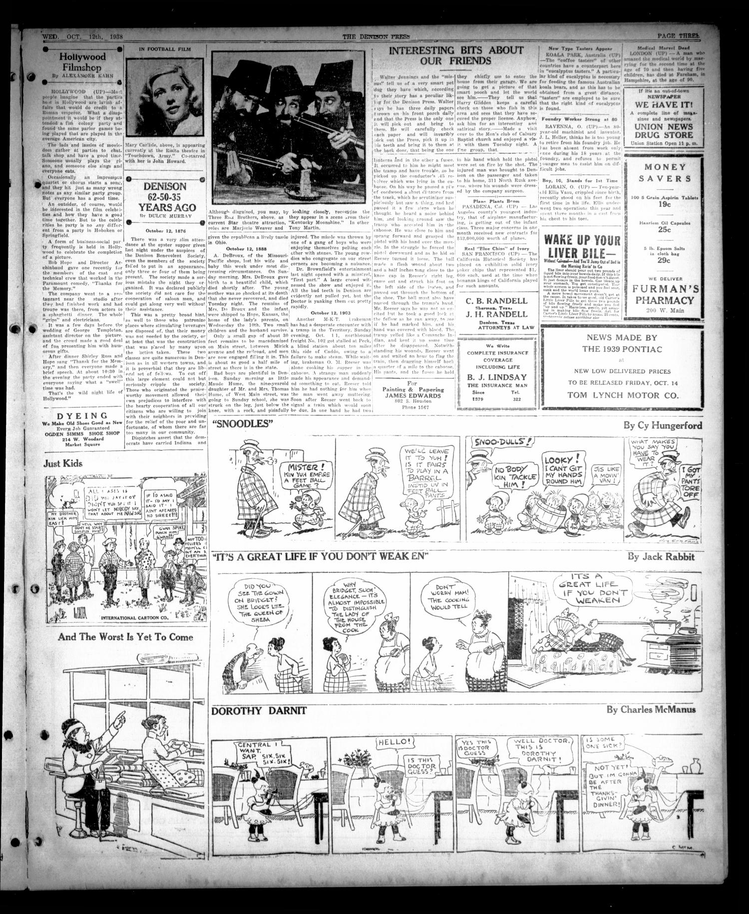 The Denison Press (Denison, Tex.), Vol. 5, No. 85, Ed. 1 Wednesday, October 12, 1938
                                                
                                                    [Sequence #]: 3 of 4
                                                