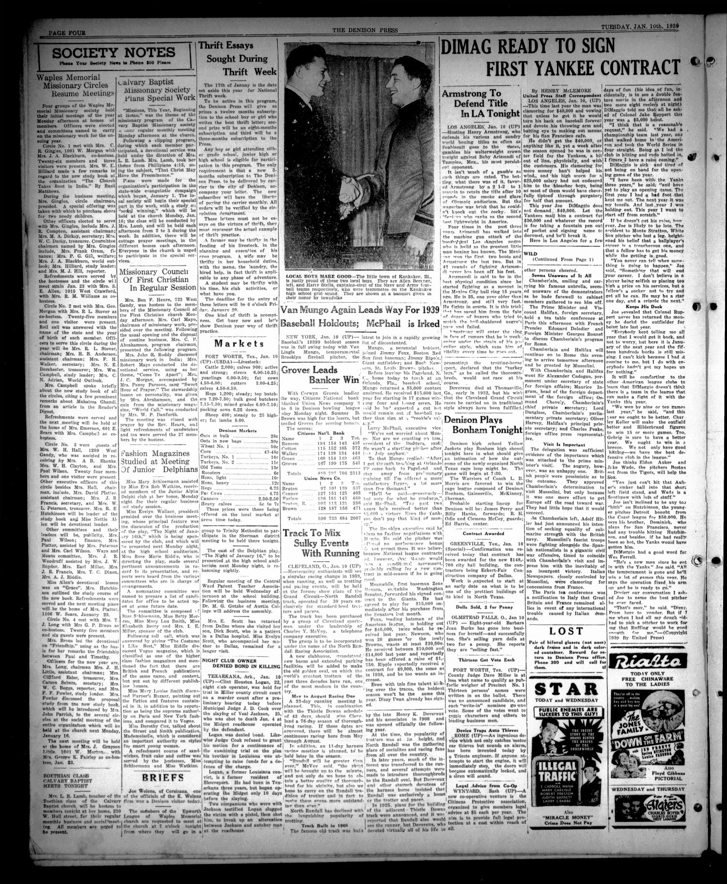 The Denison Press (Denison, Tex.), Vol. 5, No. 160, Ed. 1 Tuesday, January 10, 1939
                                                
                                                    [Sequence #]: 4 of 4
                                                