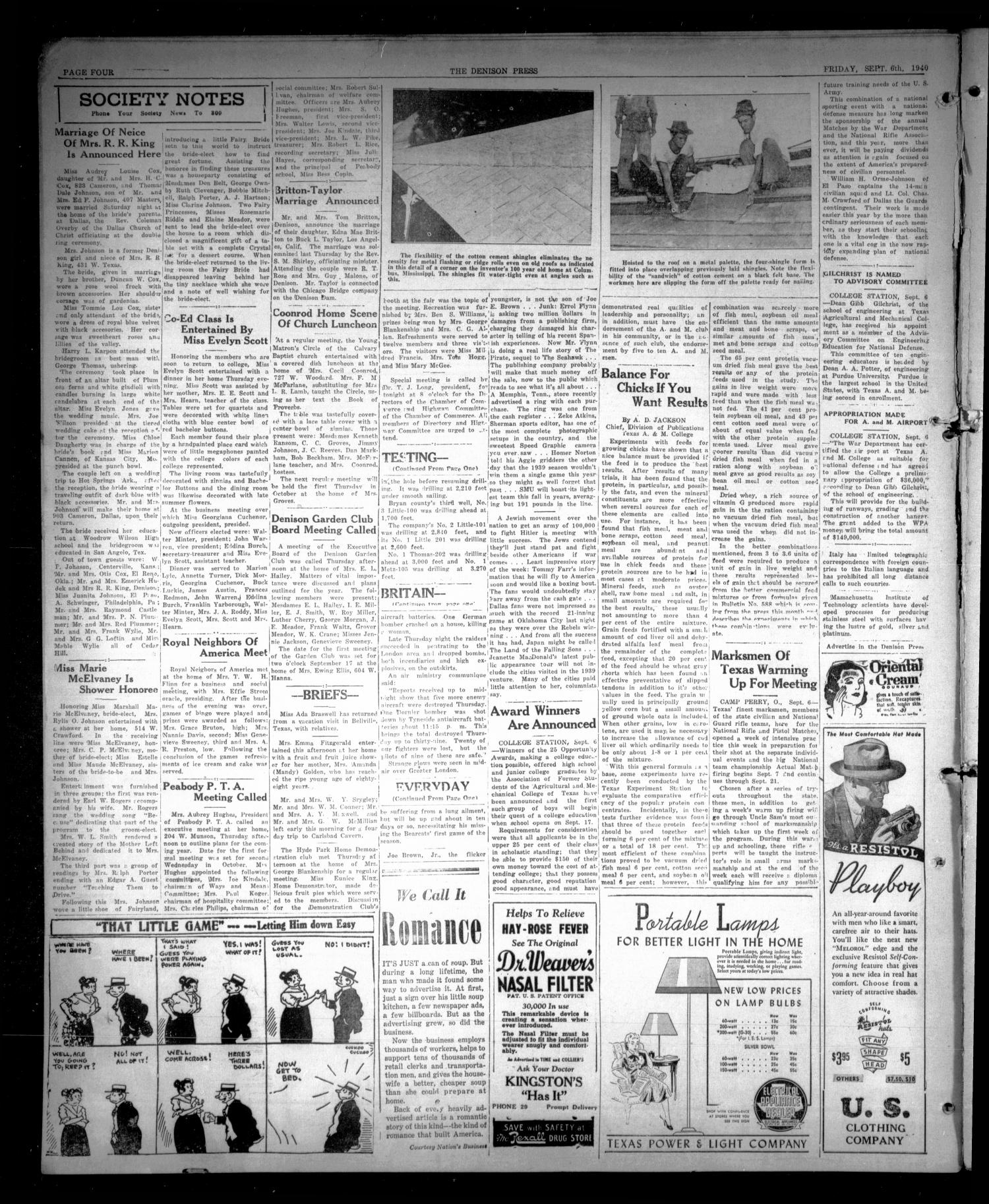 The Denison Press (Denison, Tex.), Vol. 7, No. 64, Ed. 1 Friday, September 6, 1940
                                                
                                                    [Sequence #]: 4 of 4
                                                