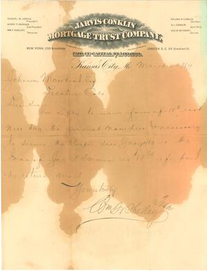 [Letter to Johnson Moorhead of Decatur, CO from Jarvis-Conklin Mortgage Trust Co. ]