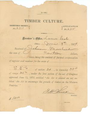 Primary view of object titled '[ Receipt for timber culture in Lamar, Colorado]'.