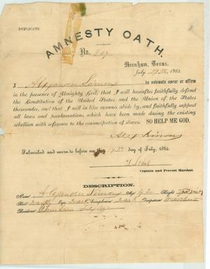 [Oath of Amnesty claiming allegiance to the United States Constitution, 1865]