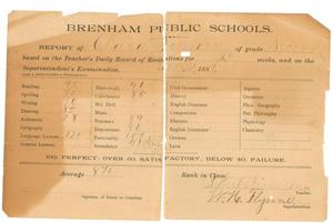 [Report card of Clara Simon, 1887]