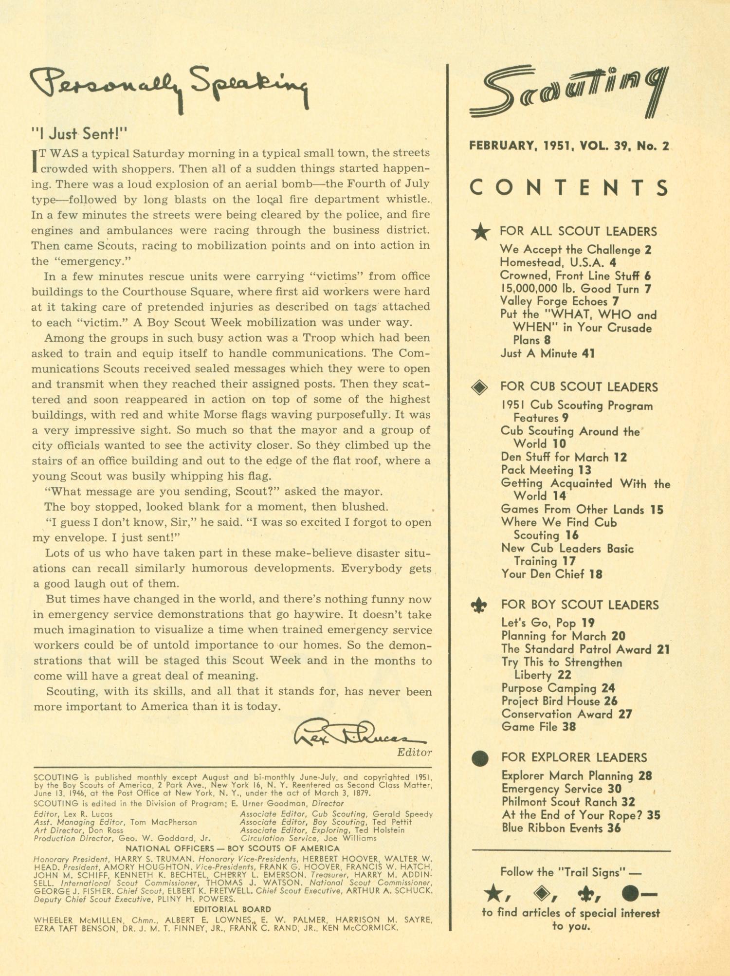 Scouting, Volume 39, Number 2, February 1951
                                                
                                                    1
                                                