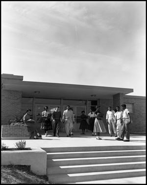 Anderson High School [building exterior and students]