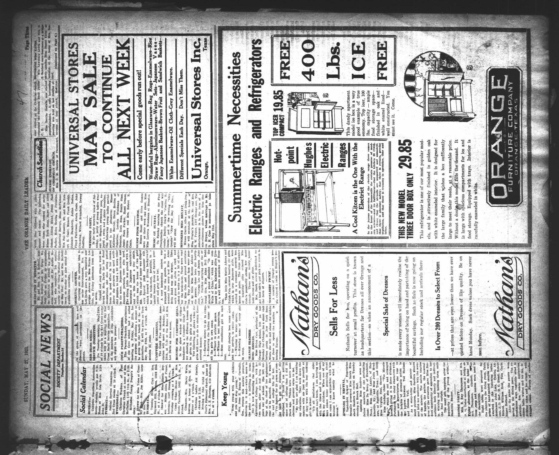 The Orange Daily Leader (Orange, Tex.), Vol. 9, No. 125, Ed. 1 Sunday, May 27, 1923
                                                
                                                    [Sequence #]: 3 of 14
                                                