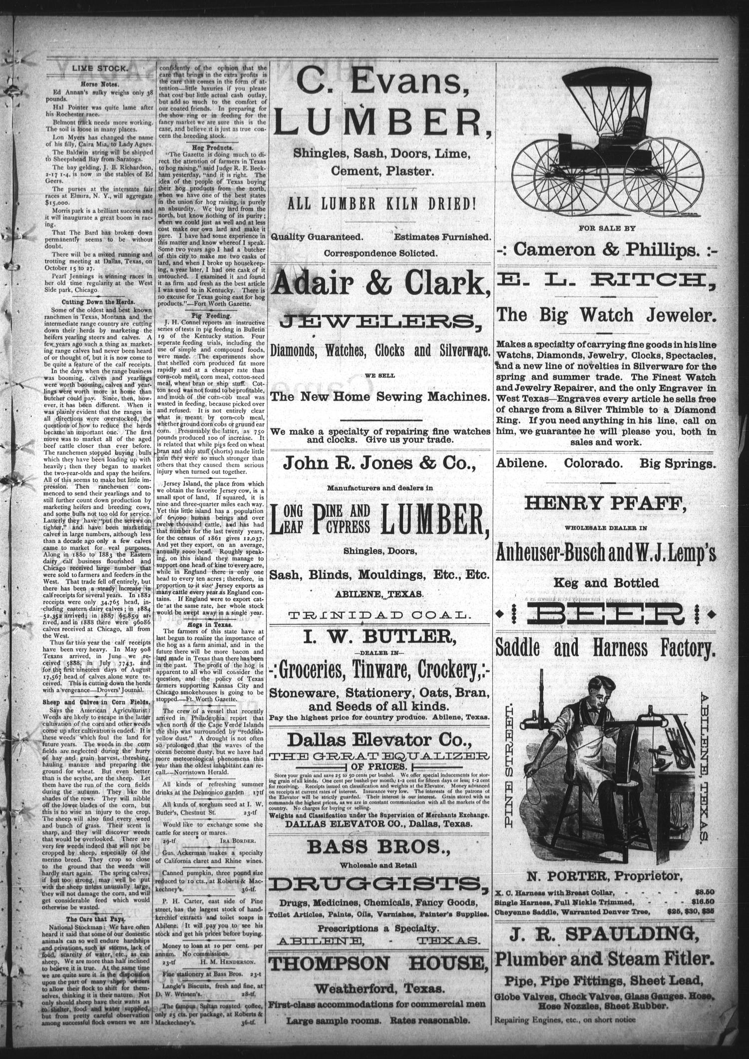The Abilene Reporter. (Abilene, Tex.), Vol. 8, No. 37, Ed. 1 Friday, September 13, 1889
                                                
                                                    [Sequence #]: 3 of 8
                                                