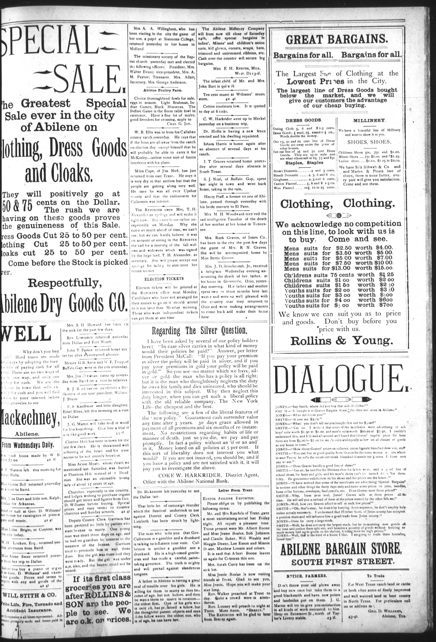 The Abilene Reporter. (Abilene, Tex.), Vol. 15, No. 46, Ed. 1 Friday, October 23, 1896
                                                
                                                    [Sequence #]: 5 of 8
                                                