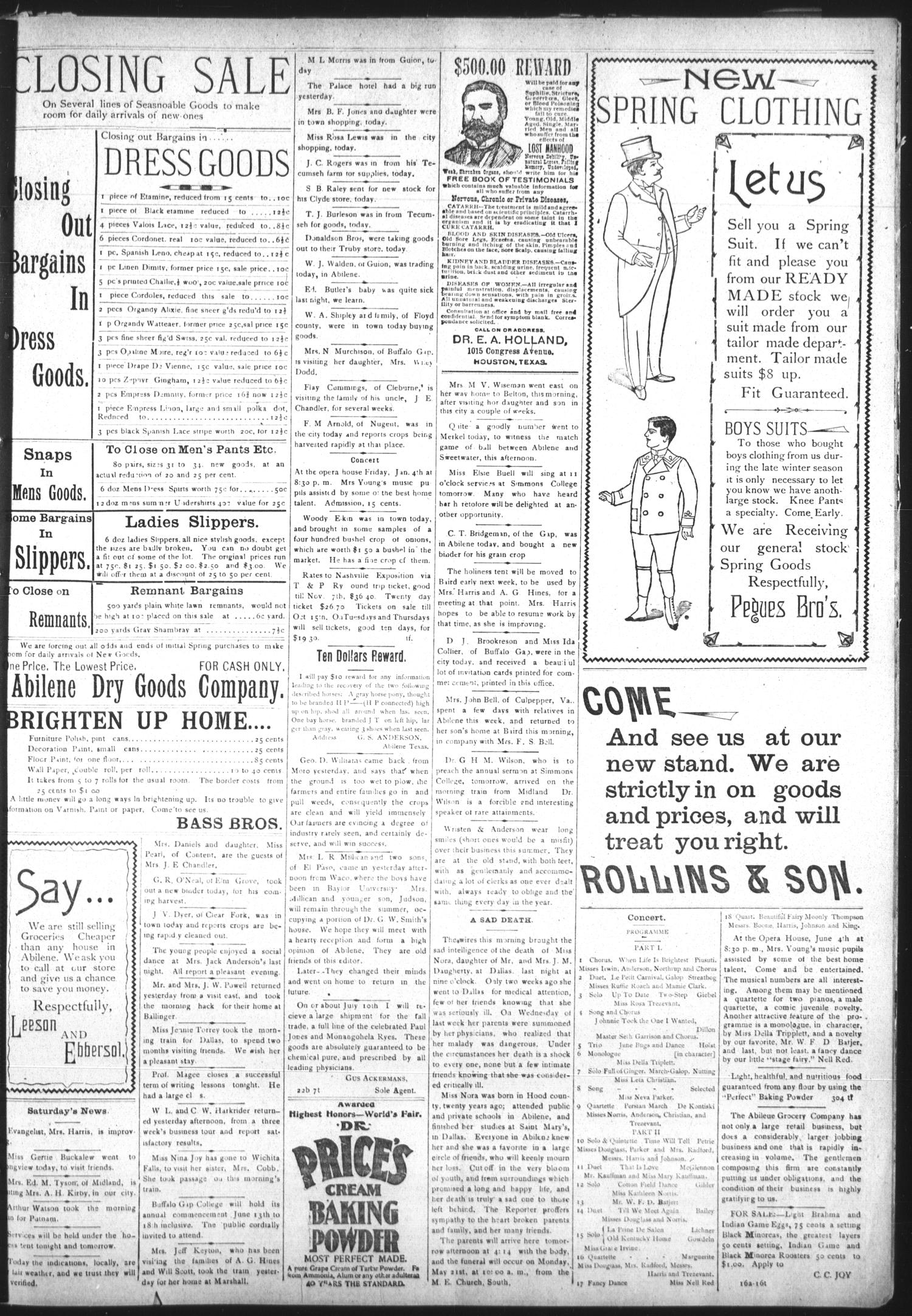 The Abilene Reporter (Abilene, Tex.), Vol. 16, No. 23B, Ed. 1 Tuesday, June 1, 1897
                                                
                                                    [Sequence #]: 3 of 4
                                                