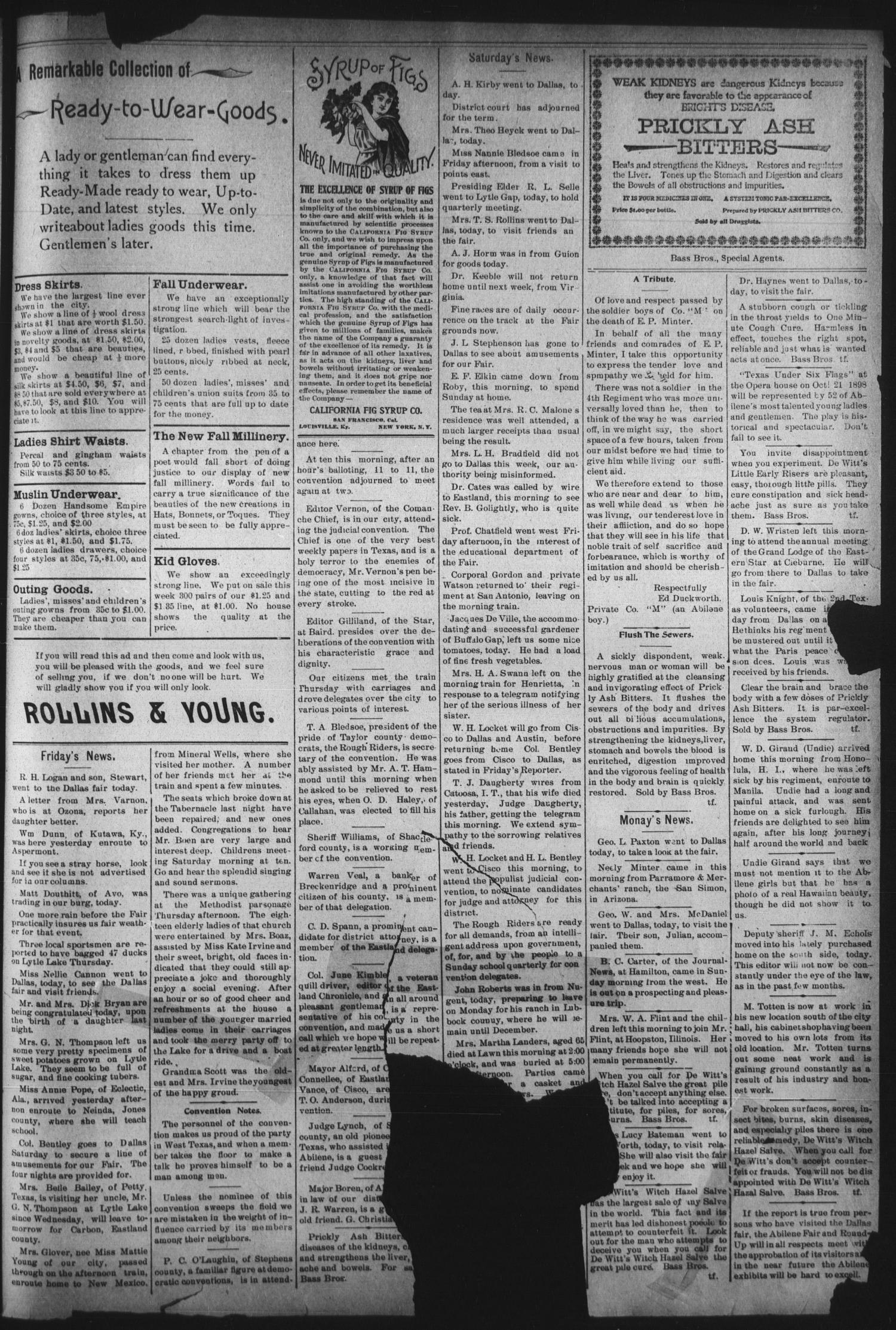 The Abilene Reporter. (Abilene, Tex.), Vol. 17, No. 40, Ed. 1 Friday, October 14, 1898
                                                
                                                    [Sequence #]: 3 of 8
                                                