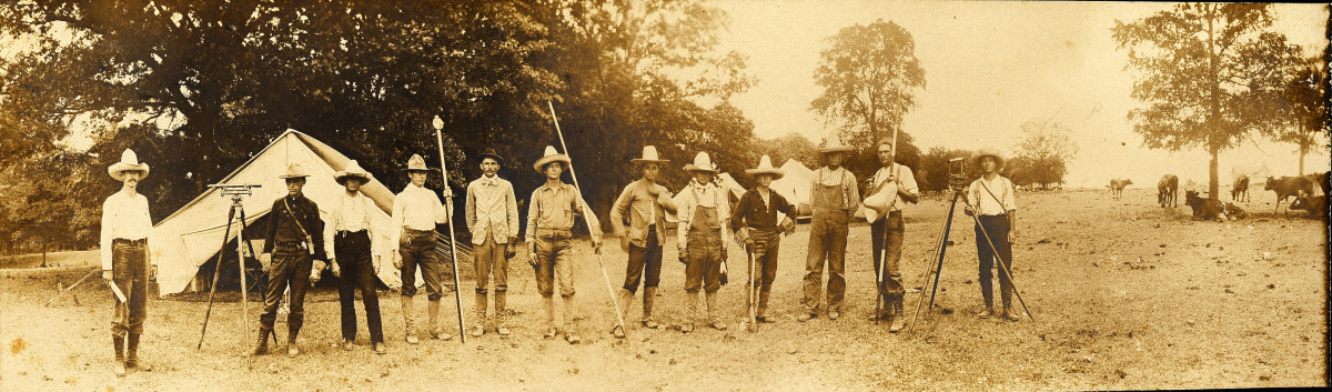 Railroad Survey Crew Poses for Photo in Camp, c. 1902
                                                
                                                    [Sequence #]: 1 of 1
                                                