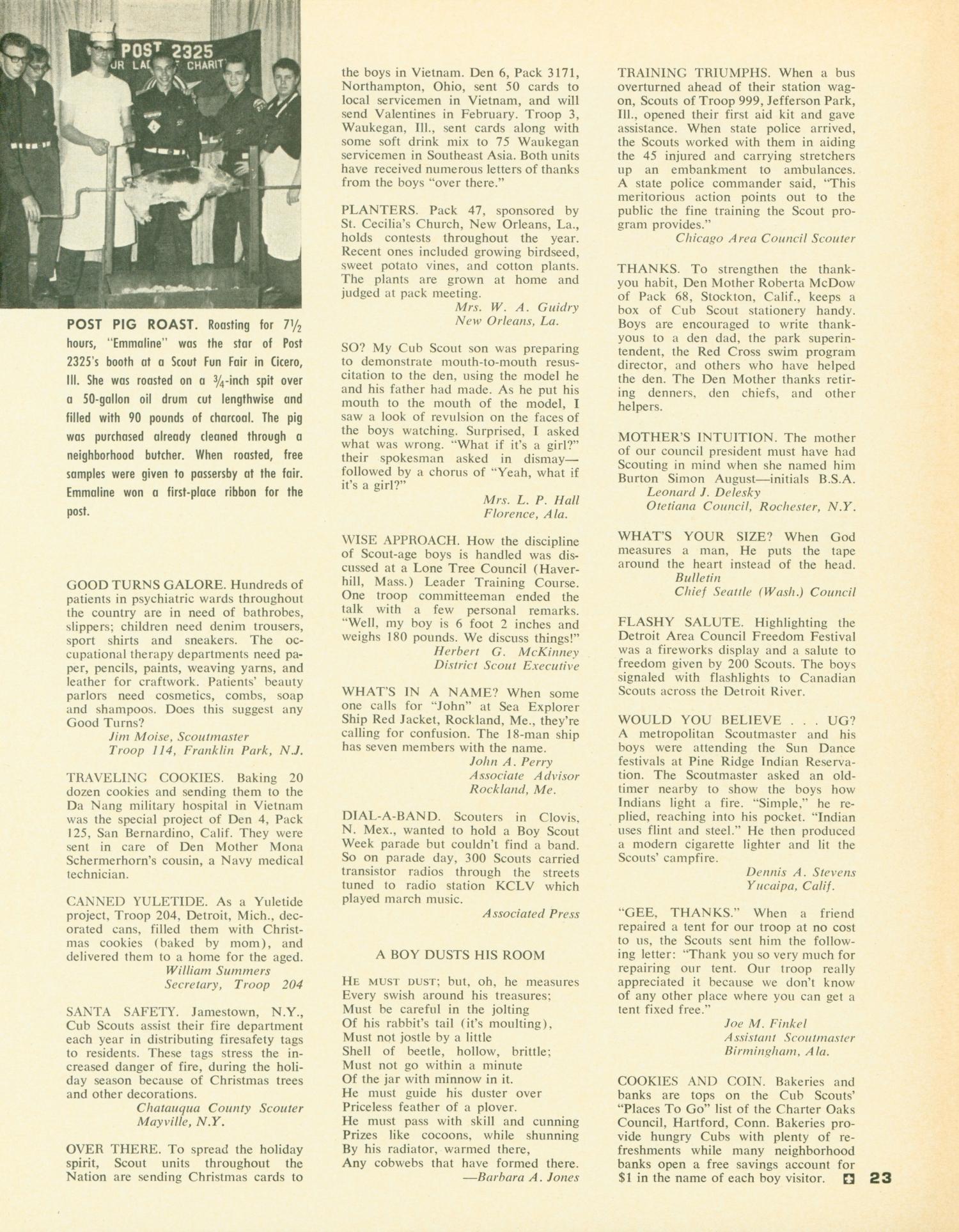 Scouting, Volume 54, Number 10, December 1966
                                                
                                                    23
                                                