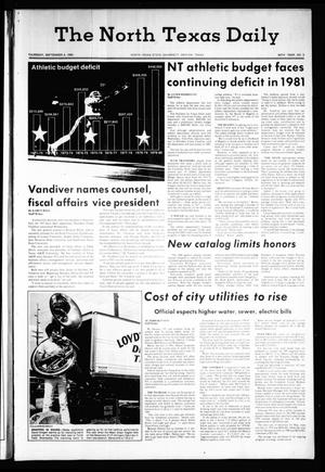The North Texas Daily (Denton, Tex.), Vol. 64, No. 3, Ed. 1 Thursday, September 4, 1980