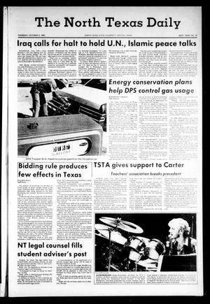 Primary view of object titled 'The North Texas Daily (Denton, Tex.), Vol. 64, No. 19, Ed. 1 Thursday, October 2, 1980'.