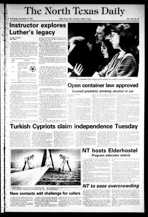 Primary view of object titled 'The North Texas Daily (Denton, Tex.), Vol. 67, No. 46, Ed. 1 Wednesday, November 16, 1983'.