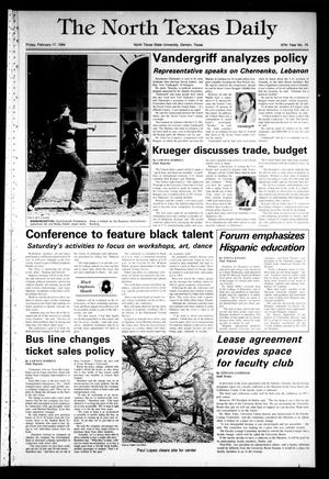 The North Texas Daily (Denton, Tex.), Vol. 67, No. 75, Ed. 1 Friday, February 17, 1984