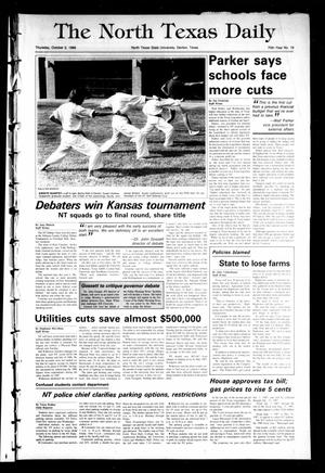 The North Texas Daily (Denton, Tex.), Vol. 70, No. 19, Ed. 1 Thursday, October 2, 1986