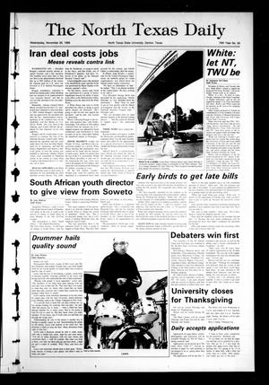 Primary view of object titled 'The North Texas Daily (Denton, Tex.), Vol. 70, No. 50, Ed. 1 Wednesday, November 26, 1986'.