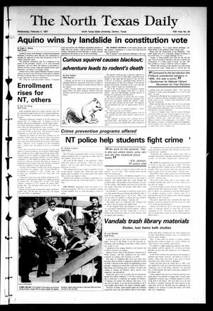The North Texas Daily (Denton, Tex.), Vol. 70, No. 64, Ed. 1 Wednesday, February 4, 1987