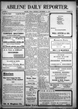 Primary view of object titled 'Abilene Daily Reporter. (Abilene, Tex.), Vol. 10, No. 62, Ed. 1 Thursday, September 14, 1905'.