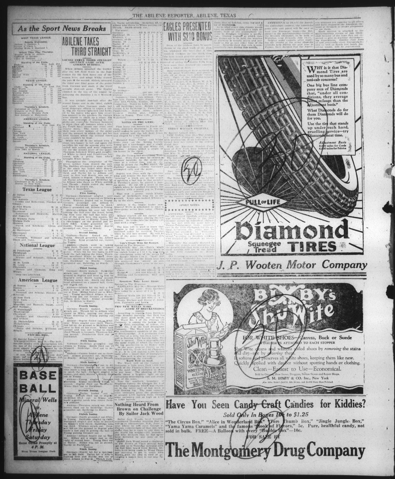 The Abilene Daily Reporter (Abilene, Tex.), Vol. 33, No. 138, Ed. 1 Thursday, May 27, 1920
                                                
                                                    [Sequence #]: 6 of 8
                                                