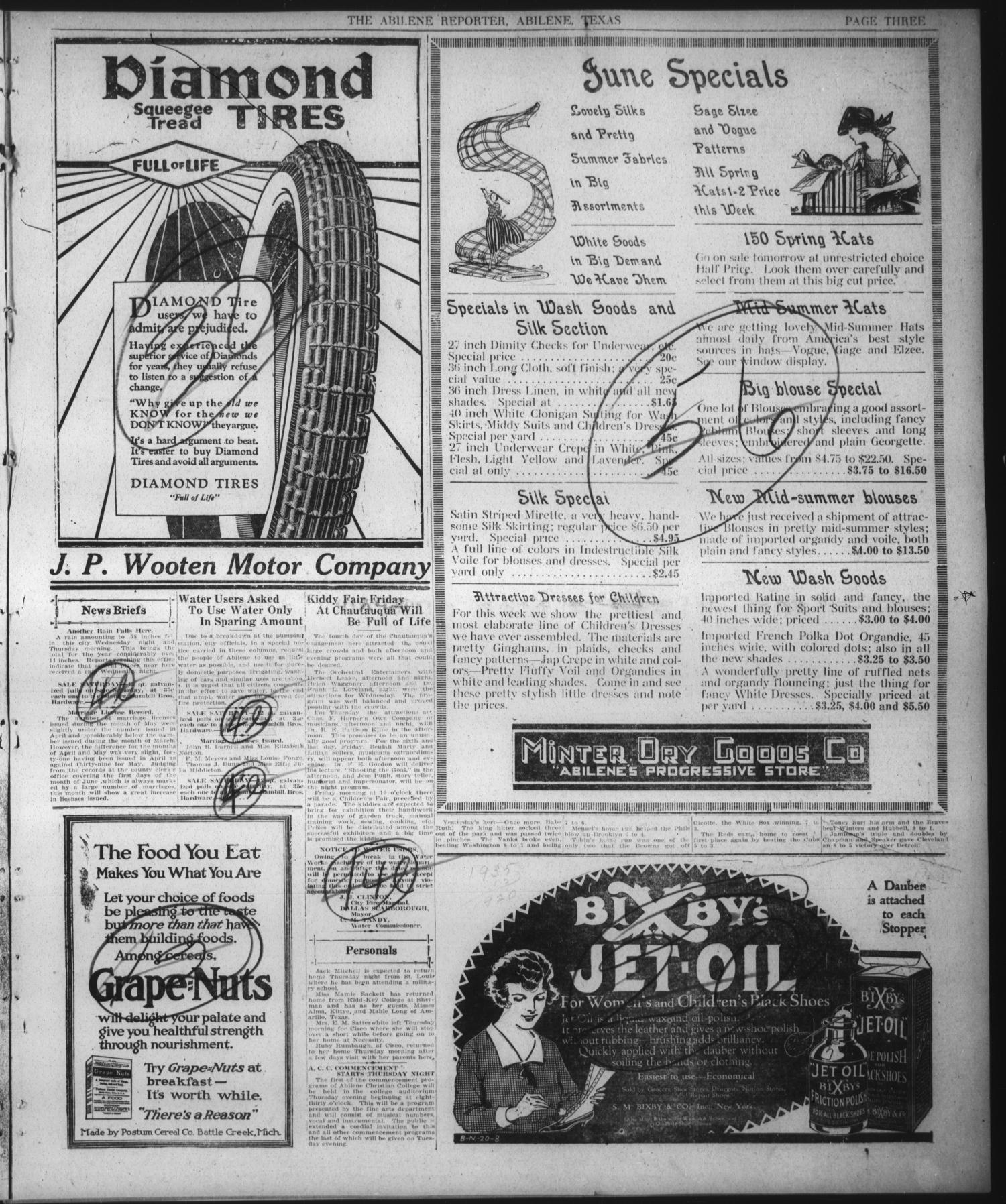 The Abilene Daily Reporter (Abilene, Tex.), Vol. 33, No. 146, Ed. 1 Thursday, June 3, 1920
                                                
                                                    [Sequence #]: 3 of 8
                                                