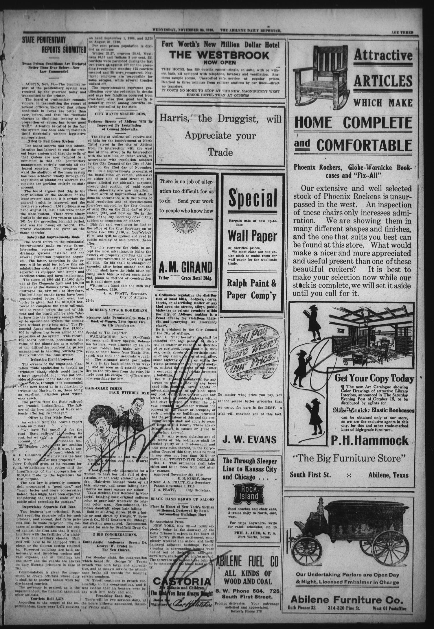Abilene Daily Reporter (Abilene, Tex.), Vol. 15, No. 72, Ed. 1 Wednesday, November 30, 1910
                                                
                                                    [Sequence #]: 3 of 8
                                                