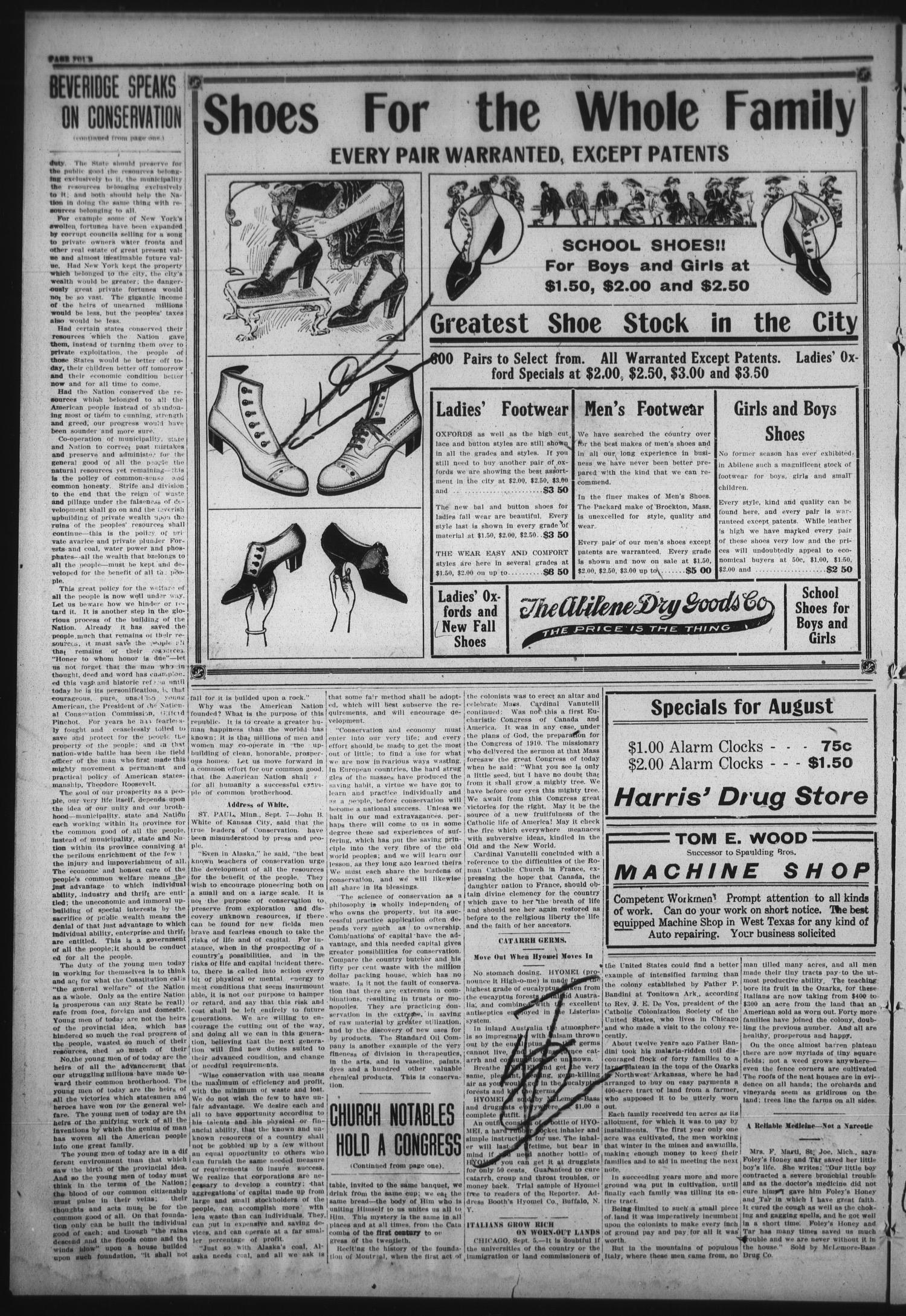 Abilene Daily Reporter (Abilene, Tex.), Vol. 14, No. 360, Ed. 1 Wednesday, September 7, 1910
                                                
                                                    [Sequence #]: 4 of 8
                                                