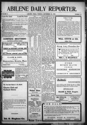 Primary view of object titled 'Abilene Daily Reporter. (Abilene, Tex.), Vol. 10, No. 74, Ed. 1 Tuesday, September 26, 1905'.