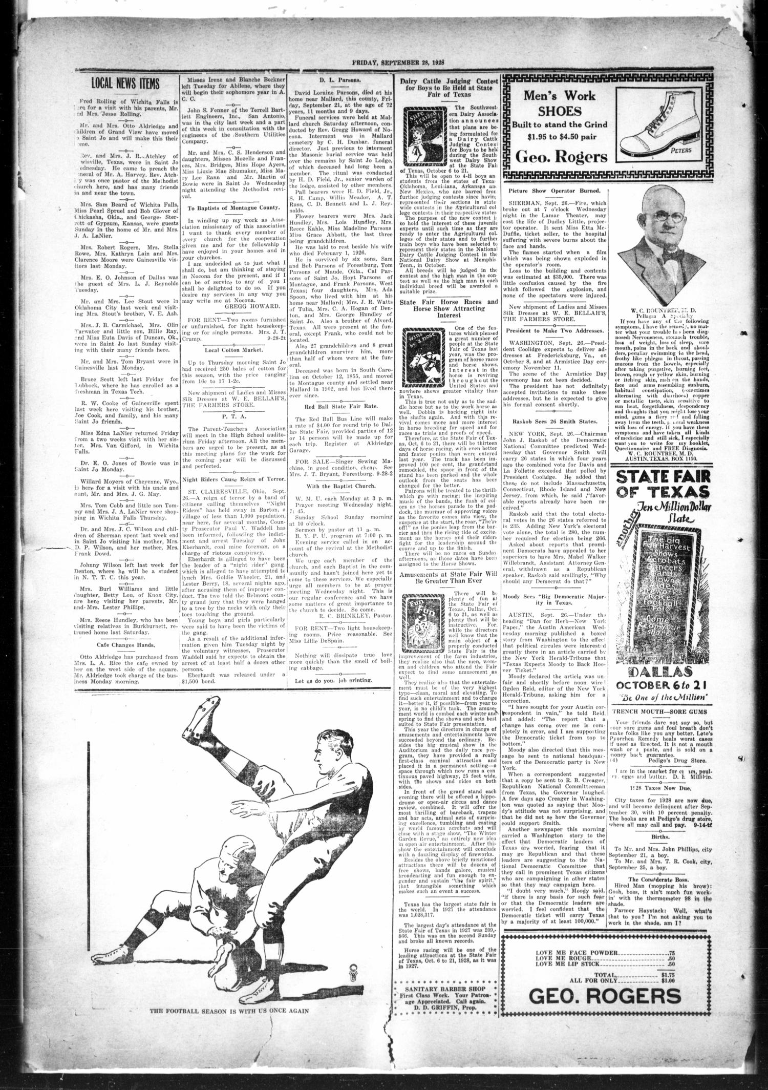 The Saint Jo Tribune (Saint Jo, Tex.), Vol. 30, No. 44, Ed. 1 Friday, September 28, 1928
                                                
                                                    [Sequence #]: 4 of 4
                                                