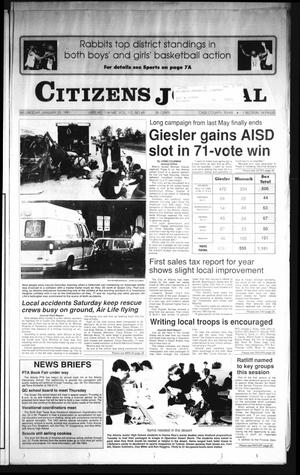 Primary view of object titled 'Citizens Journal (Atlanta, Tex.), Vol. 112, No. 69, Ed. 1 Wednesday, January 23, 1991'.