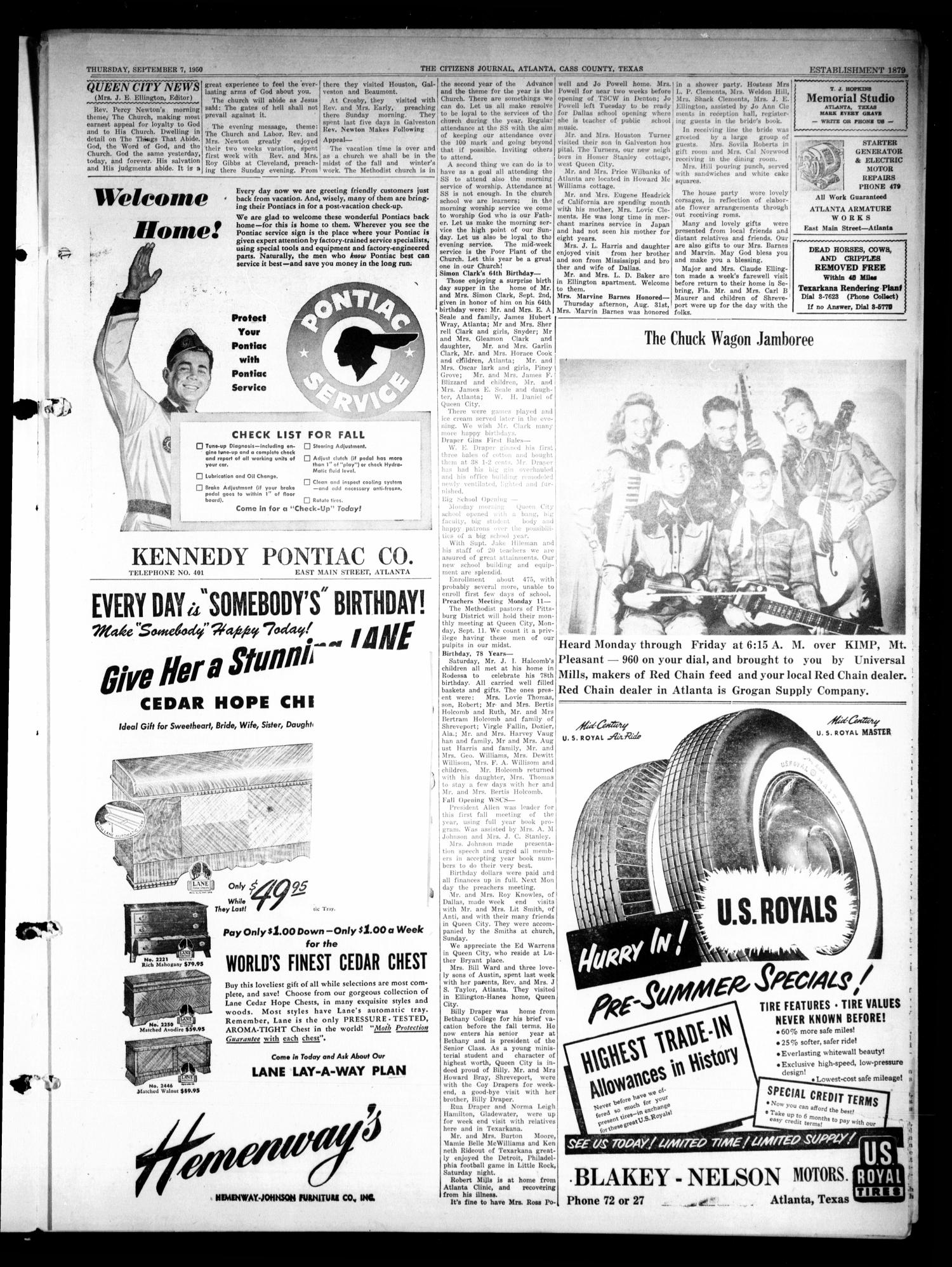 The Citizens Journal (Atlanta, Tex.), Vol. 70, No. 36, Ed. 1 Thursday, September 7, 1950
                                                
                                                    [Sequence #]: 3 of 8
                                                