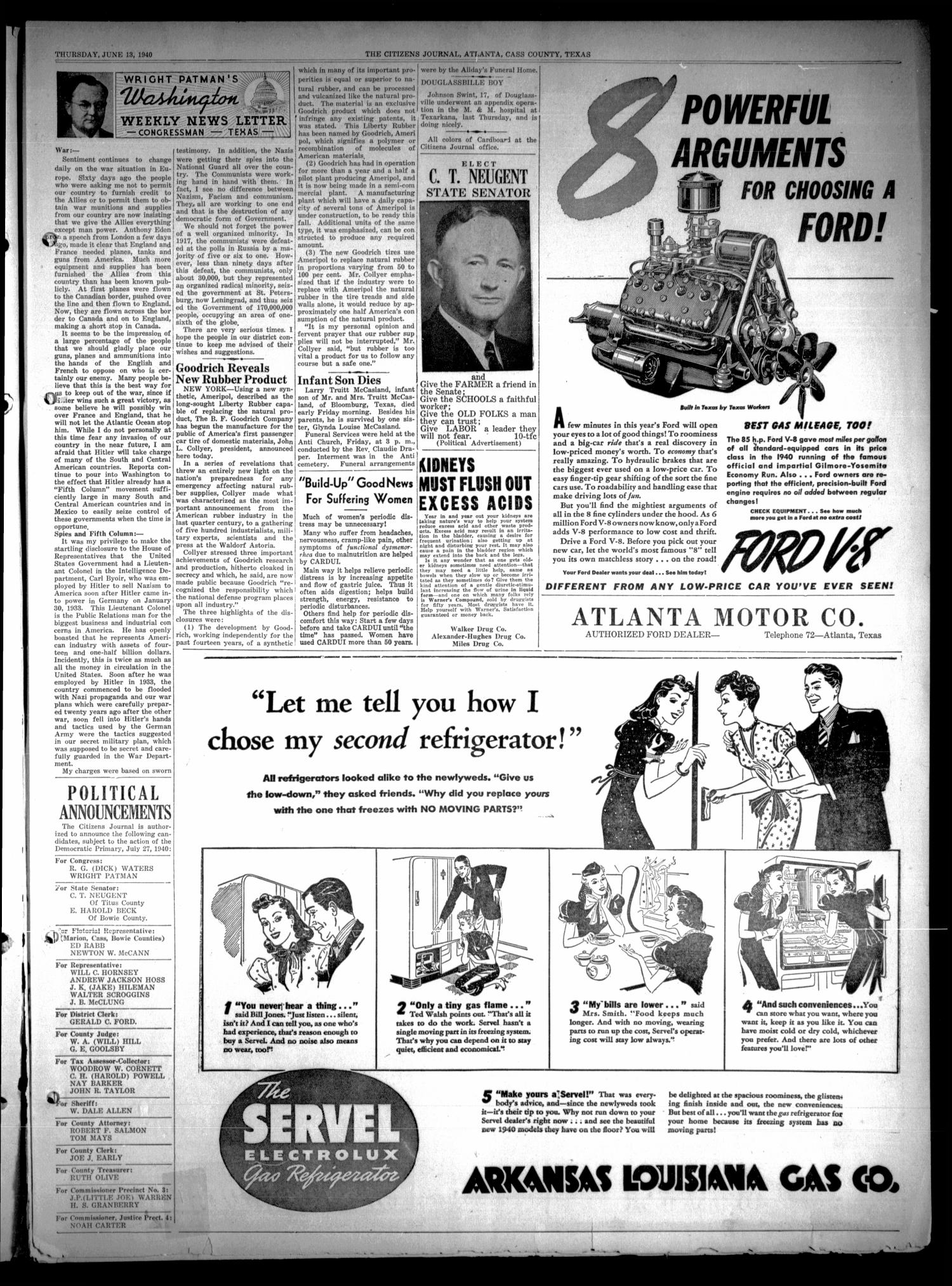 The Citizens Journal (Atlanta, Tex.), Vol. 61, No. 23, Ed. 1 Thursday, June 13, 1940
                                                
                                                    [Sequence #]: 3 of 8
                                                