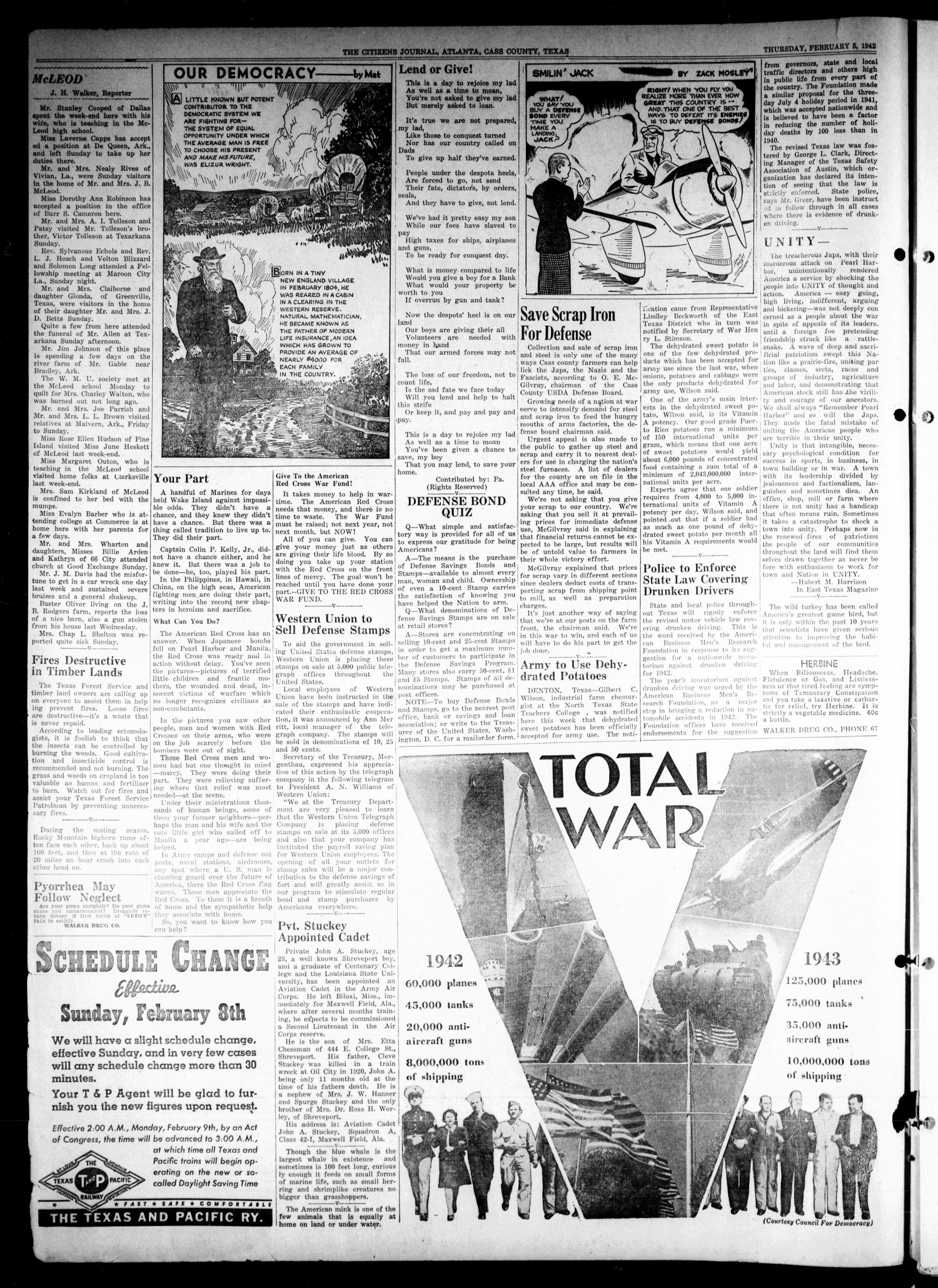 The Citizens Journal (Atlanta, Tex.), Vol. 63, No. 5, Ed. 1 Thursday, February 5, 1942
                                                
                                                    [Sequence #]: 2 of 8
                                                