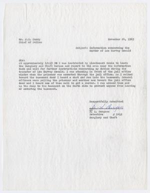 [Report to Chief J. E. Curry by D. L. Burgess, regarding the murder of Lee Harvey Oswald #3]