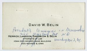 [Business Card for David W. Belin]