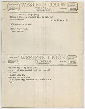 [Telegrams to Jack Ruby from Frank and Andy and Gene Olson, November 24, 1963 #2]