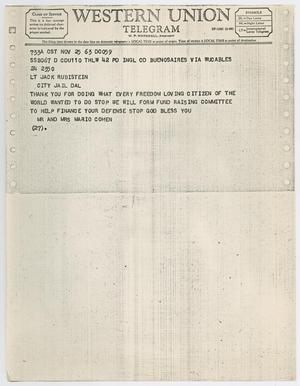 [Telegram to Jack Ruby from Mr. and Mrs. Mario Cohen, November 24, 1963 #2]