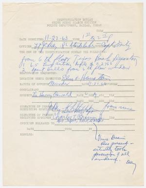 [Receipt by Identification Bureau of Rifle and Hulls]