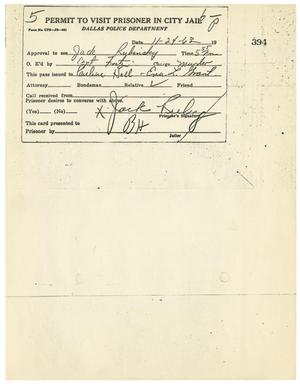 [Jailer's Permits for Pauline Hall and Eva L. Grant, November 24, 1963]
