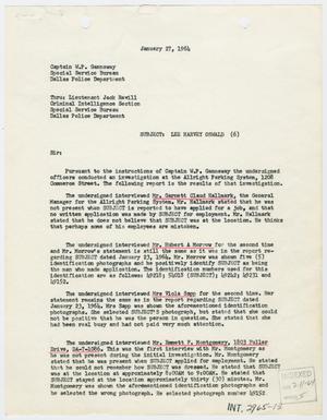 [Report to W. P. Gannaway by Bob K. Carroll and W. S. Biggio, January 27, 1964 #1]