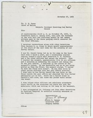 [Report from J. K. Ramsey to Chief J. E. Curry, November 27, 1963]