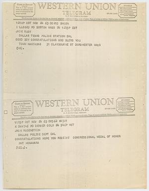 [Telegrams to Jack Ruby from Tomm Hantakas and Pat McNamara, November 24, 1963 #2]