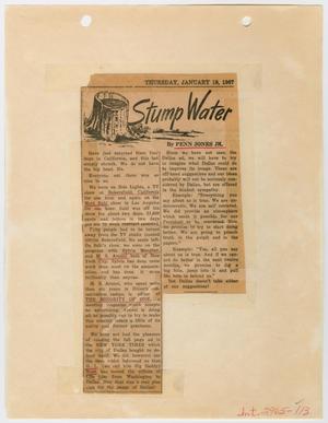 [Newspaper Clipping: Stump Water]