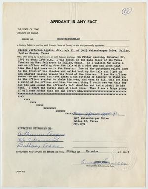 [Affidavit in Any Fact - Statement by George Jefferson Applin, Jr., November 22, 1963 #1]