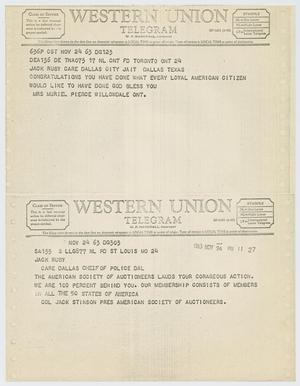 [Telegrams to Jack Ruby from Mrs. Muriel Pierce and Jack Stinson, November 24, 1963 #2]